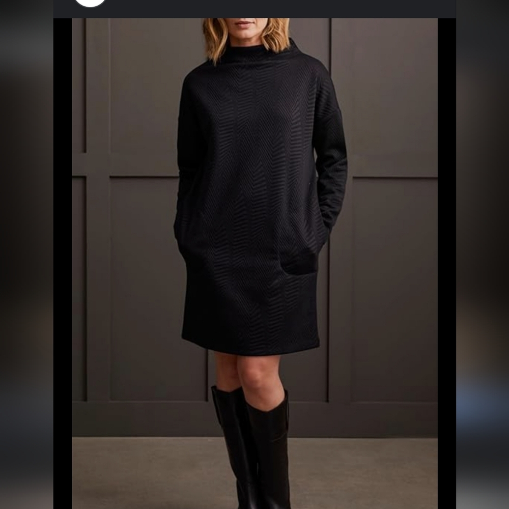 Tribal Funnel Neck Black Textured Dress Size Small - Picture 15 of 15